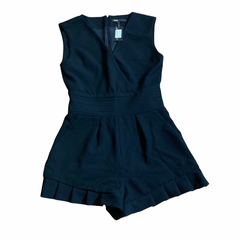 MAJE Black V Neck Combishort‎ A Volan Romper size 2